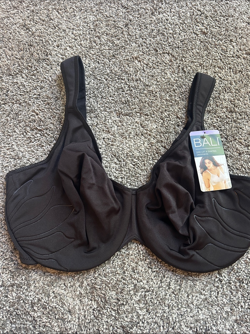 Bali 3353 Live It Up 40DDD Black Full Coverage Underwire Bra with Smooth Cups